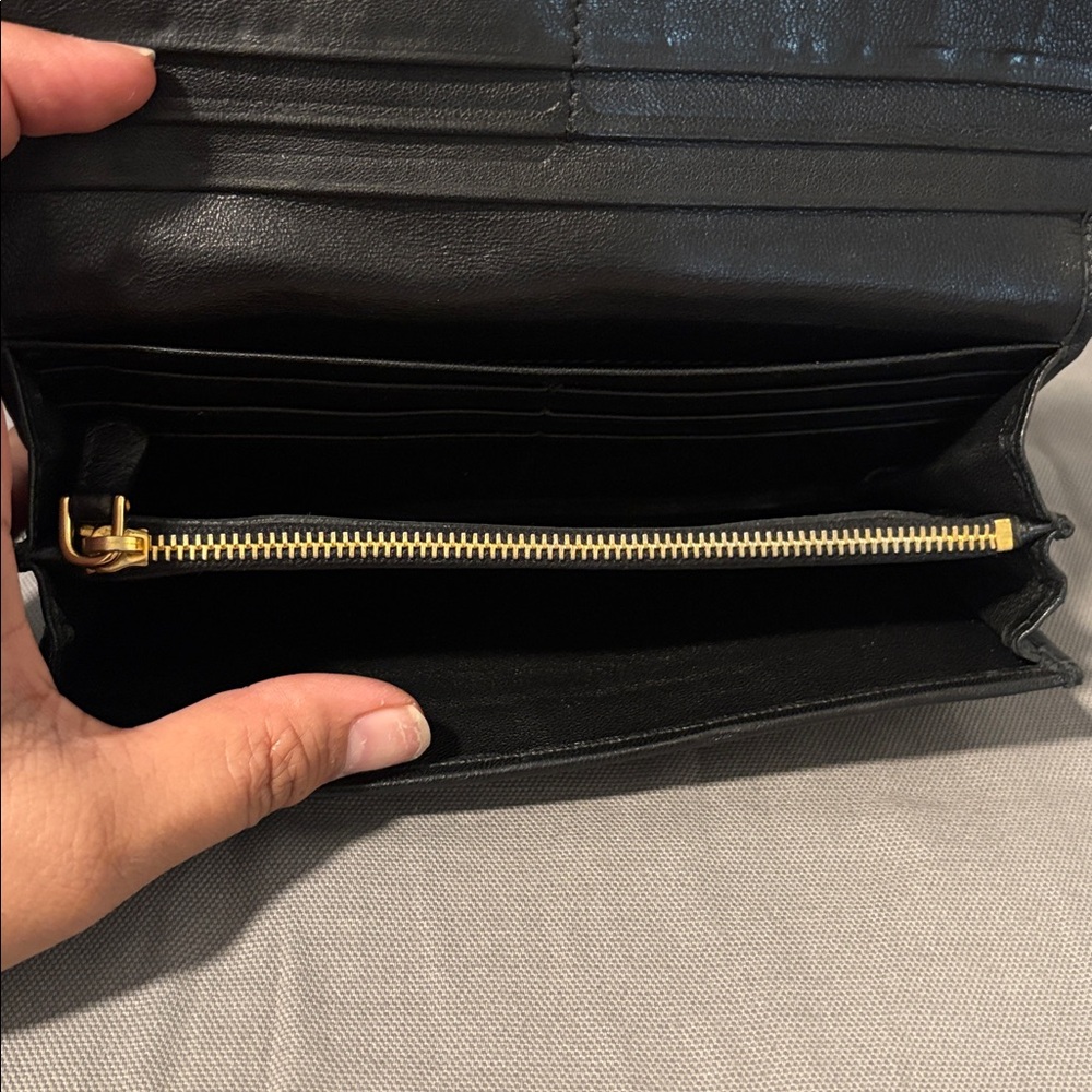 PRADA Ruched Black Long Leather Wallet - Picture 10 of 11